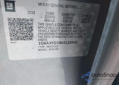 2019 Cadillac Cts Luxury from USA, damaged, VIN 1G6AX5SS8K0124955